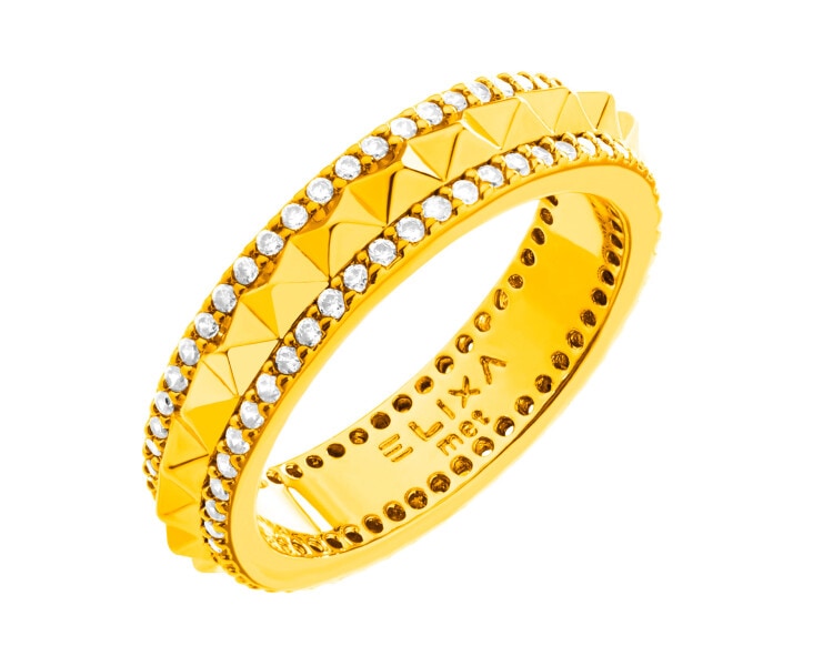 Gold-Plated Brass Ring with Cubic Zirconia