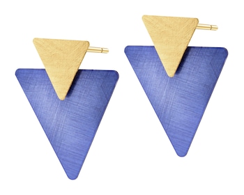 Kolczyki z brązu pozłacane - trójkąty