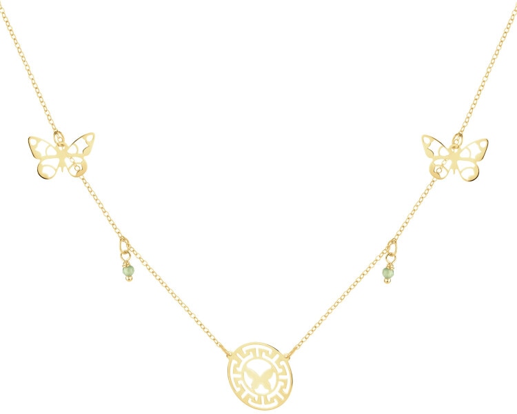 14 K Yellow Gold Necklace with Glass