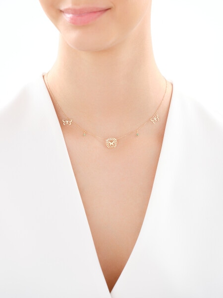 14 K Yellow Gold Necklace with Glass