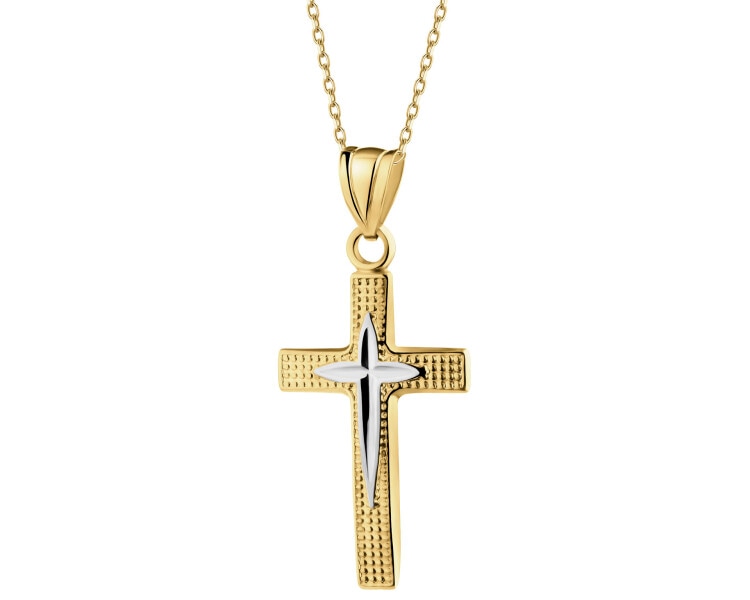 14 K Rhodium-Plated Yellow Gold Pendant 