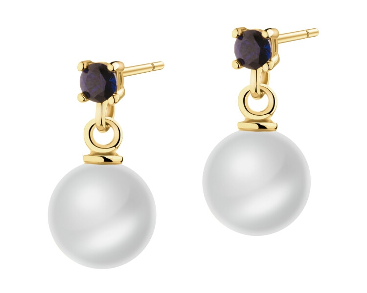 8 K Yellow Gold Dangling Earring with Pearl