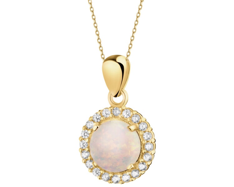 14 K Yellow Gold Pendant with Opalite