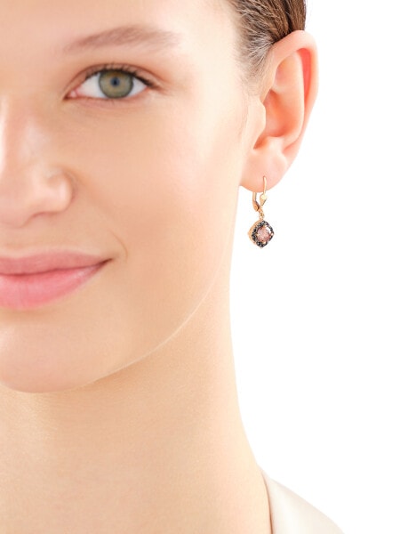 585 Yellow Gold/Black Rhodium Dangling Earring with Cubic Zirconia