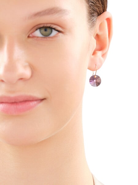 8 K Yellow Gold Dangling Earring with Synthetic Crystal