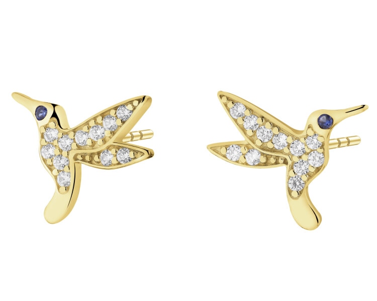 8 K Yellow Gold Earrings with Cubic Zirconia