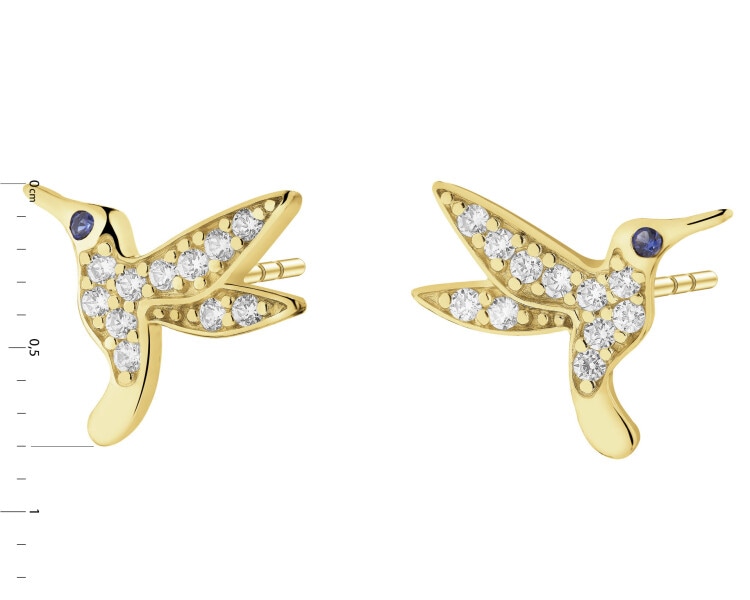 8 K Yellow Gold Earrings with Cubic Zirconia