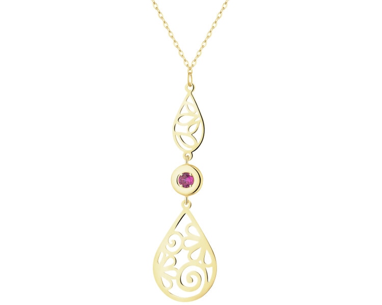 14 K Yellow Gold Necklace with Cubic Zirconia