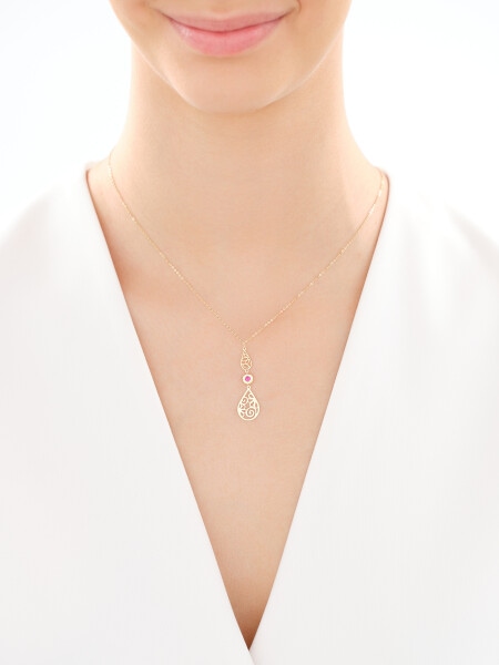 9 K Yellow Gold Necklace with Cubic Zirconia