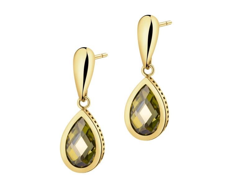 8 K Yellow Gold Dangling Earring with Peridot