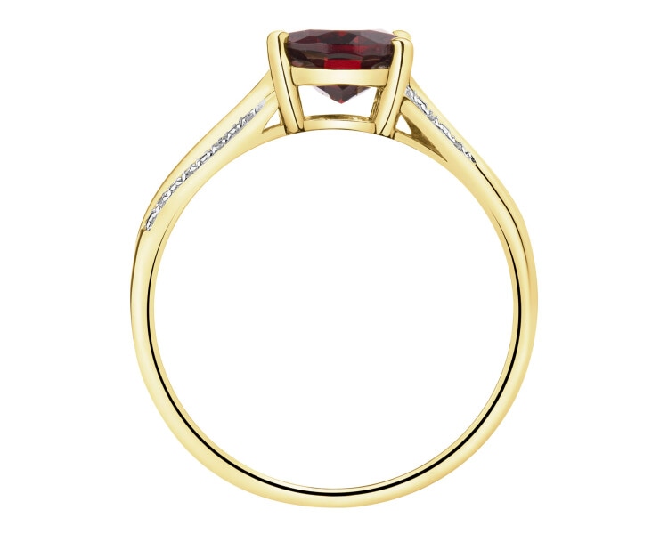 14 K Rhodium-Plated Yellow Gold Ring - fineness 14 K