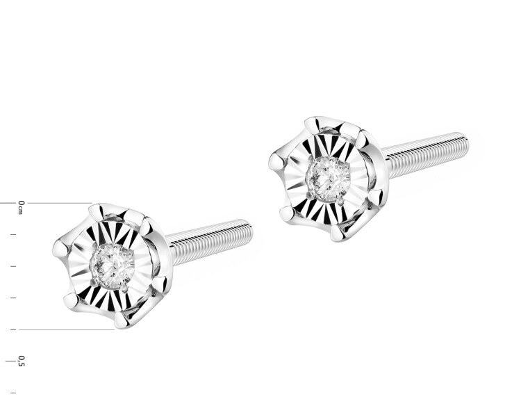 Náušnice z bílého zlata s brilianty - 0,02 ct - ryzost 585