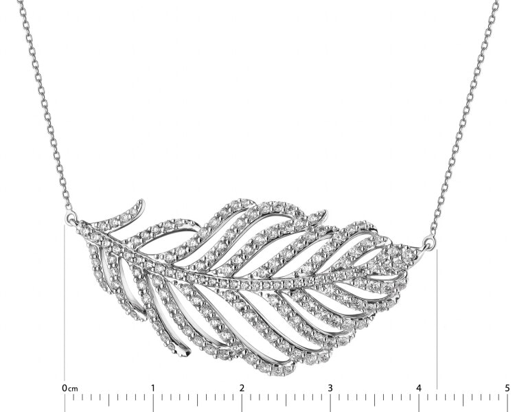 18 K Rhodium-Plated White Gold Necklace with Diamonds - 1,50 ct - fineness 18 K