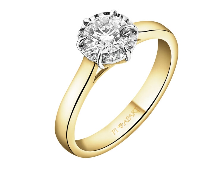 585 Yellow And White Gold Plated Ring with Diamond 0,70 ct - fineness 585