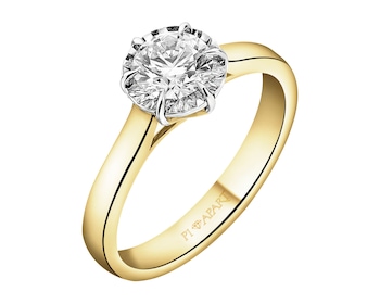 585 Yellow And White Gold Plated Ring with Diamond 0,70 ct - fineness 585