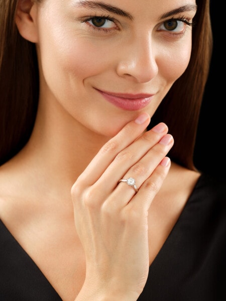 14 K Rhodium-Plated White Gold Ring with Diamond - 0,70 ct - fineness 14 K