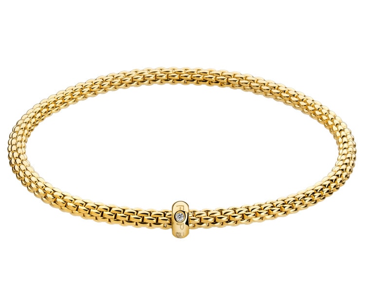 18 K Yellow Gold Bracelet with Diamond - 0,01 ct - fineness 18 K