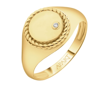 Zlatý pečetní prsten se zirkonem