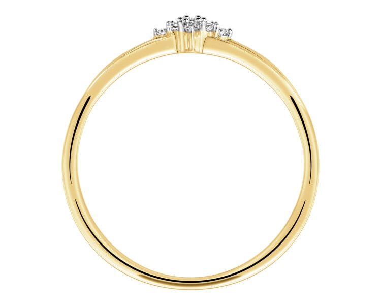 9 K Rhodium-Plated Yellow Gold Ring with Diamonds - 0,05 ct - fineness 9 K