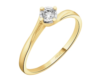Prsten ze žlutého a bílého zlata s briliantem 0,11 ct - ryzost 585