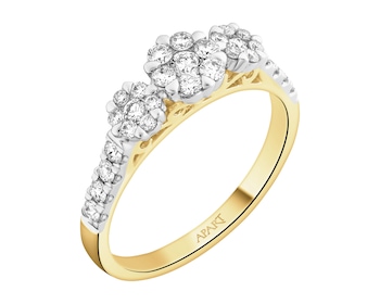 585 Yellow And White Gold Plated Ring with Diamonds 0,50 ct - fineness 585