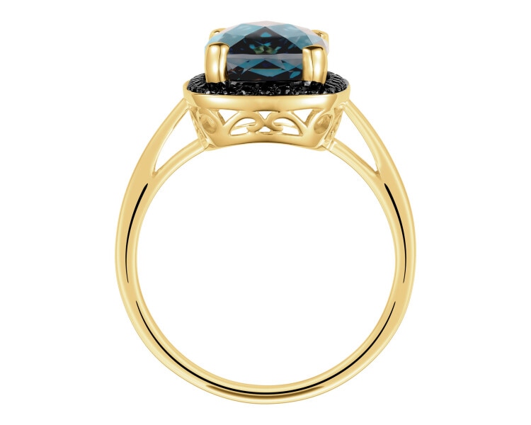 585 Yellow Gold Ruthenium-Plated Ring - fineness 585