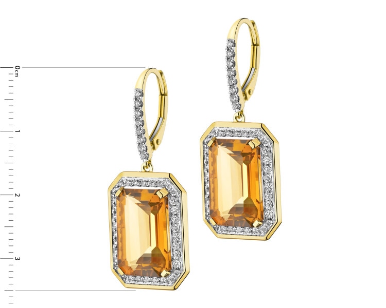 14 K Rhodium-Plated Yellow Gold Dangling Earring - fineness 14 K