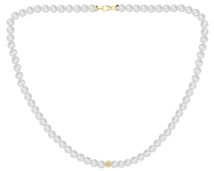 9 K Yellow Gold Pearl Necklace with Pearl