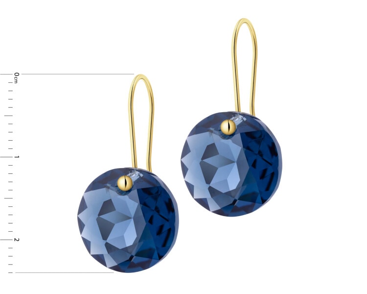 8 K Yellow Gold Dangling Earring with Crystal