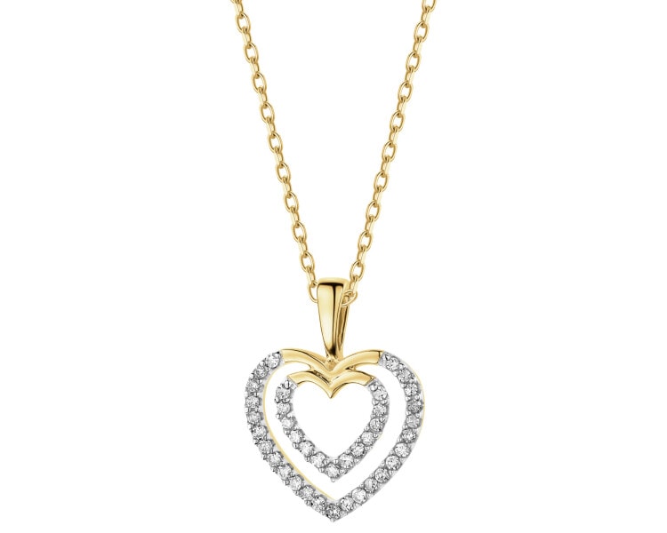 14 K Rhodium-Plated Yellow Gold Pendant with Diamonds - 0,10 ct - fineness 14 K