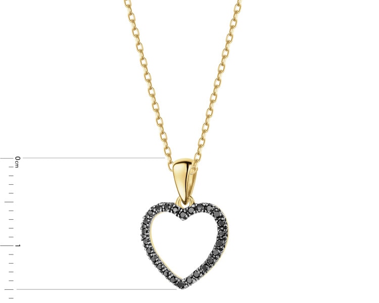 585 Yellow Gold Ruthenium-Plated Pendant with Black Diamond, Treateds - fineness 585