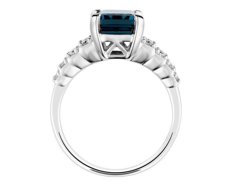 14 K Rhodium-Plated White Gold Ring - fineness 14 K