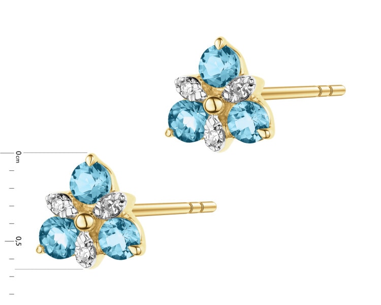 9 K Rhodium-Plated Yellow Gold Earrings - fineness 9 K