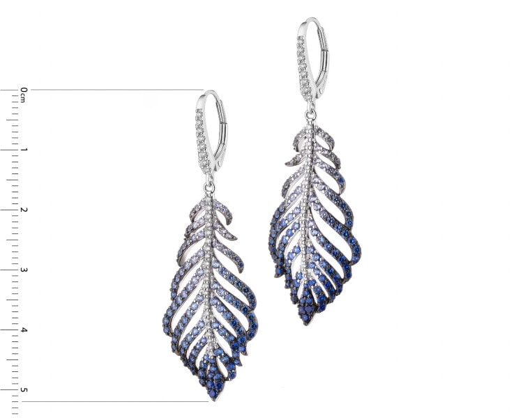 750 Rhodium And Ruthenium Plated White Gold Dangling Earring  - fineness 750