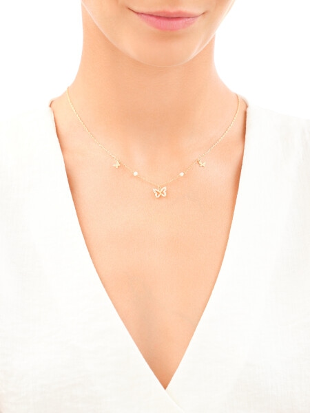 Gold-Plated Silver Necklace with Cubic Zirconia