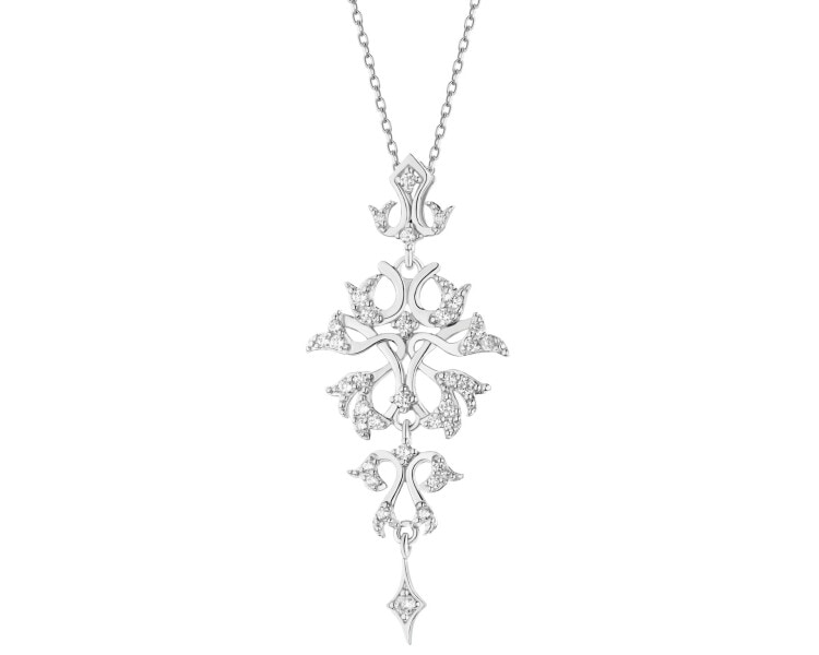 Rhodium Plated Silver Pendant with Cubic Zirconia