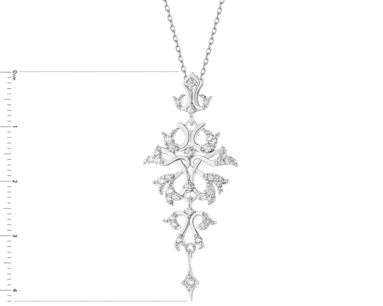 Rhodium Plated Silver Pendant with Cubic Zirconia