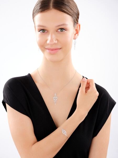 Rhodium Plated Silver Pendant with Cubic Zirconia