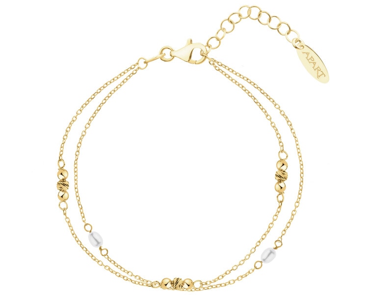 Gold-Plated Silver Bracelet with Pearl