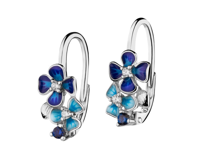 Rhodium Plated Silver Earrings with Cubic Zirconia