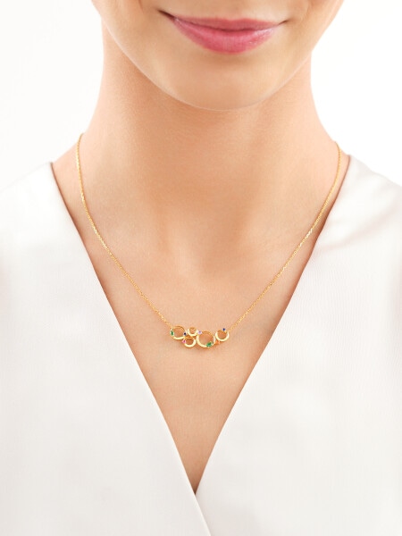 Gold-Plated Silver Necklace with Cubic Zirconia