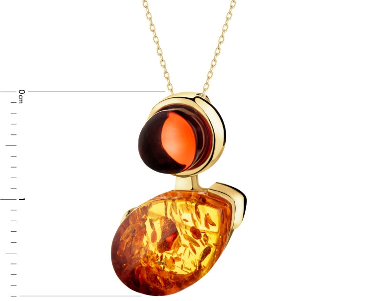 Gold-Plated Silver Pendant with Amber