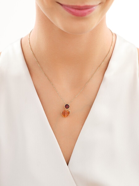 Gold-Plated Silver Pendant with Amber