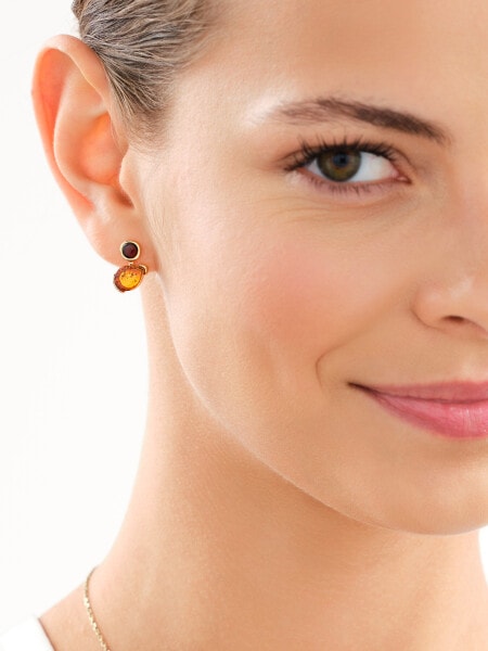 Gold-Plated Silver Earrings with Amber