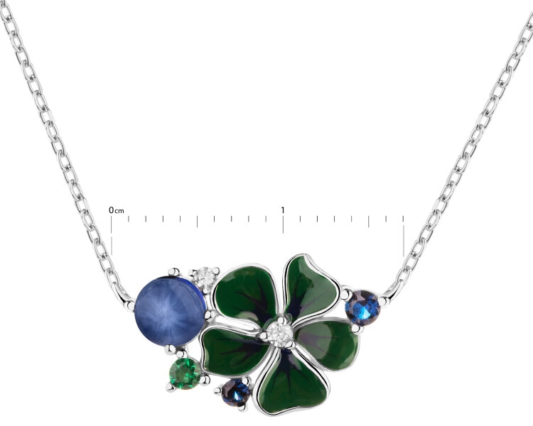 Rhodium Plated Silver Necklace with Cubic Zirconia