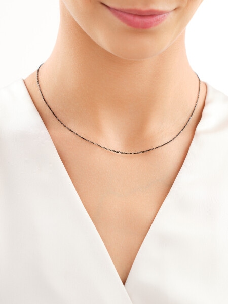 Ruthenium-Plated Silver Neck Chain