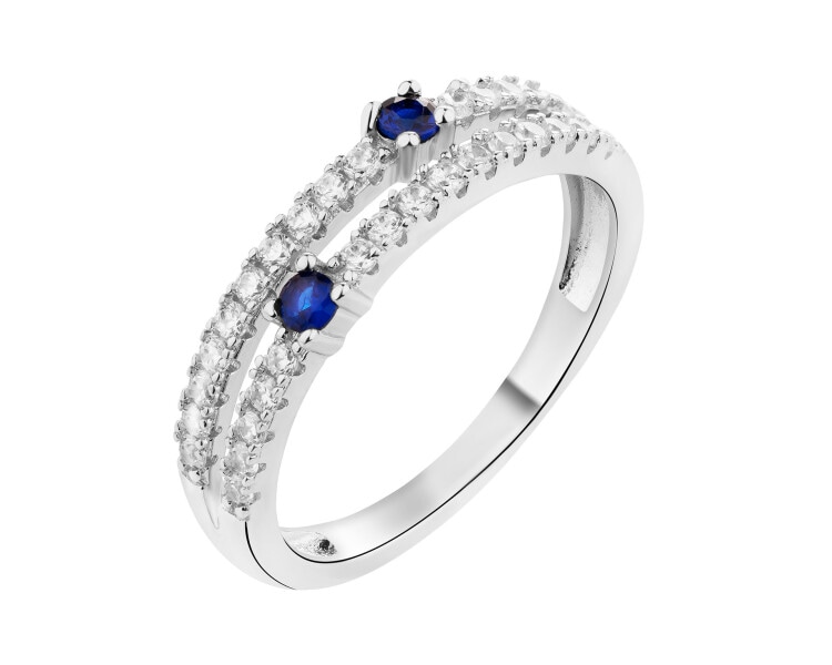 Rhodium Plated Silver Ring with Cubic Zirconia