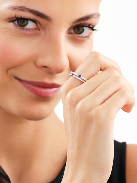 Rhodium Plated Silver Ring with Cubic Zirconia