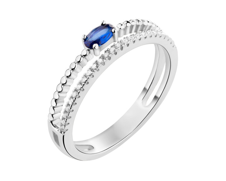 Rhodium Plated Silver Ring with Cubic Zirconia