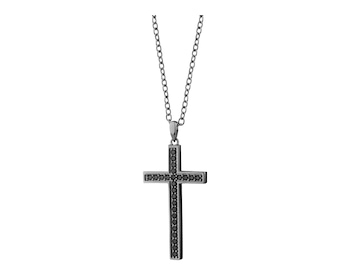 Stříbrný náhrdelník se zirkony - kříž